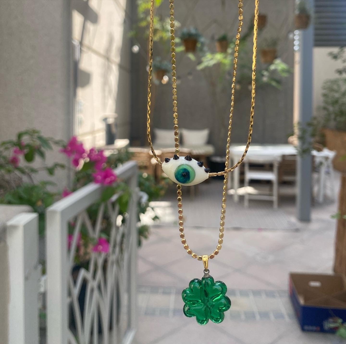 Spinnable Green Clover Gold Necklace – Carat Crystal