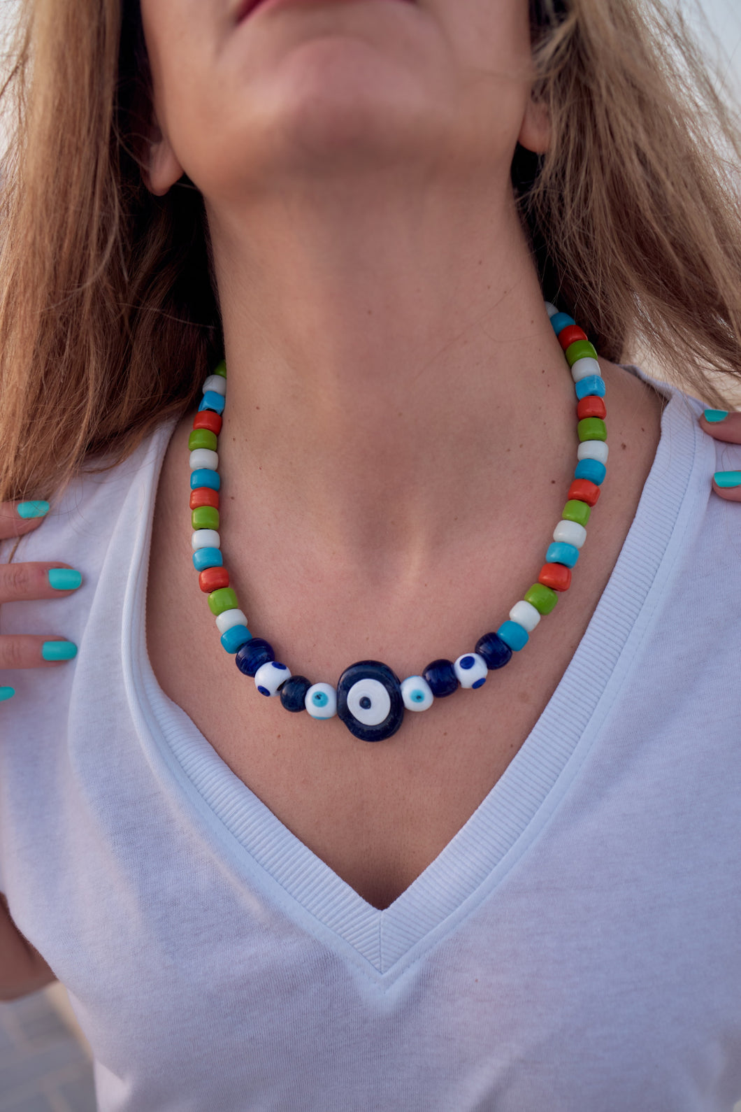 Amore Murano Necklace- Rainbow Summer Blues!